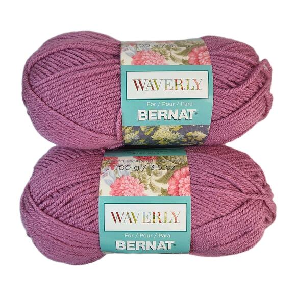 Bernat Yarn Mauve Glow Waverly Acrylic 3.5 oz each - Lot of 2 - Picture 1 of 7